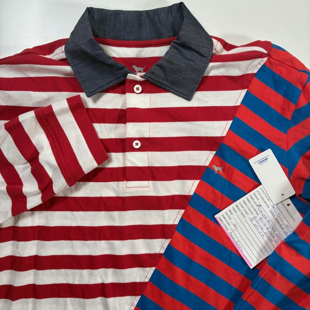 NEW Simply Southern Polo Rugby Shirt Medium Red White Blue Colorblock Striped